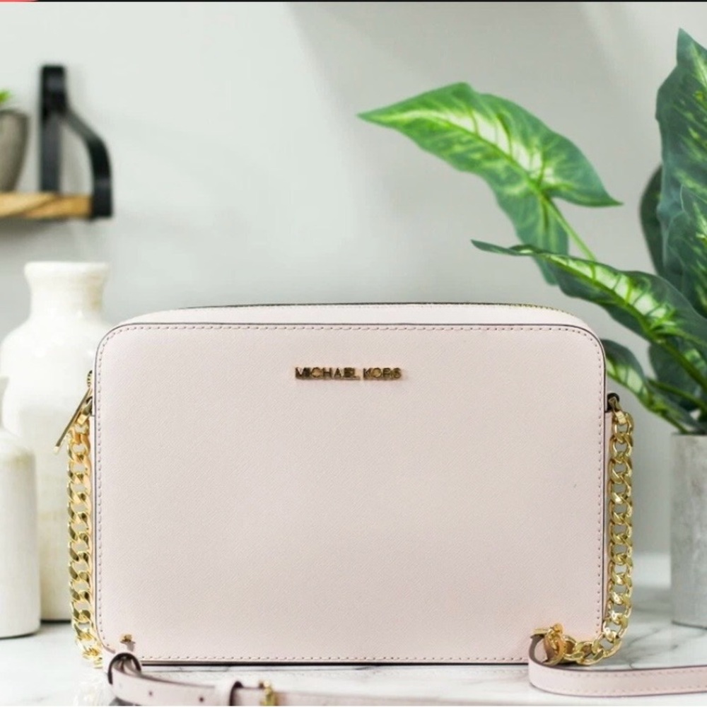 Michael Kors Light Pink Crossbody Bag with Gold Chain